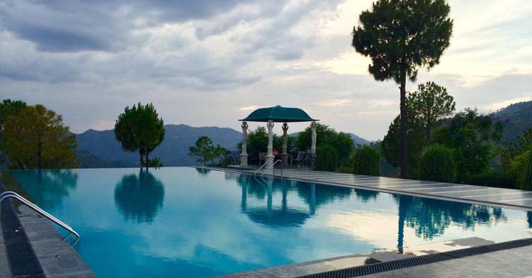 Cost of Destination Wedding in Shimla: Pool side area of a 4* Property