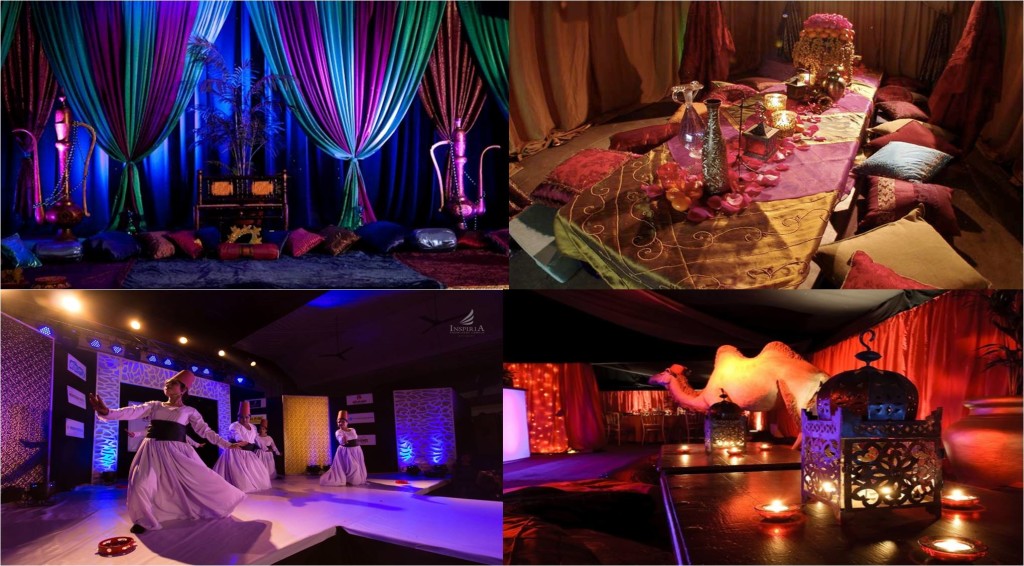 The Mughal+arabian nights wedding decor theme