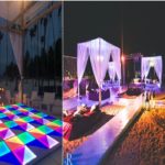 Sangeet: DJ, Dance floor, canopies, seating, lighting