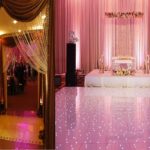 Sangeet: DJ, Arch, Bride & groom seating, dance floor, seating, lighting